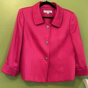 NWOT TAHARI Arthur S. Levine Deep Pink Snap Closure Blazer